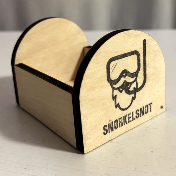 SnorkelSnot Small Display — branded wooden counter display